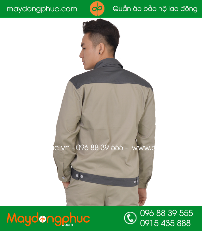 Quần áo công nhân  màu ghi phối ghi đậm